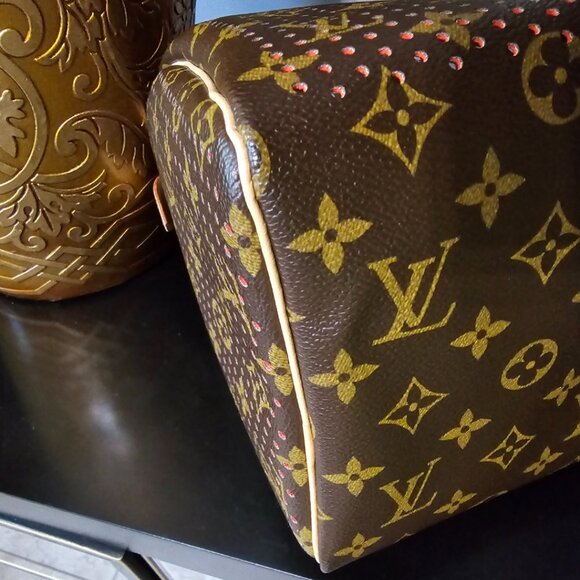 EUC Authentic RARE Limited Edition LV Perforated Speedy 30 Orange - Picture 11 of 16